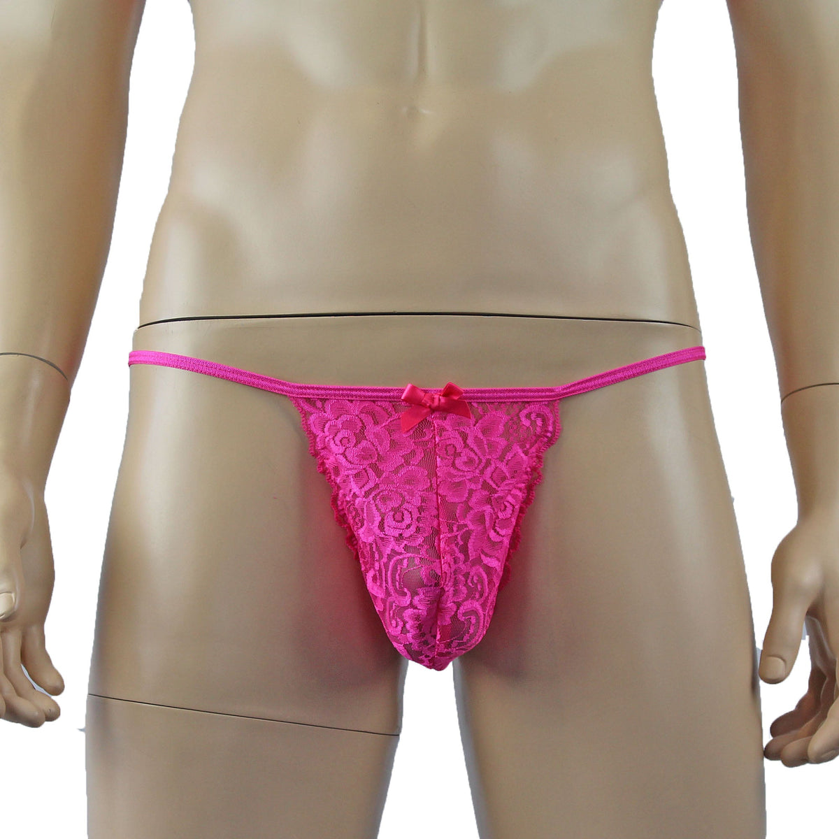 Mens Rebecca Pretty Lace Pouch G string Male Lingerie Hot Pink
