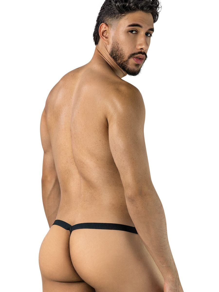 CandyMan 95017 Mens Stretch Dot Mesh Daring Attraction Thongs Black