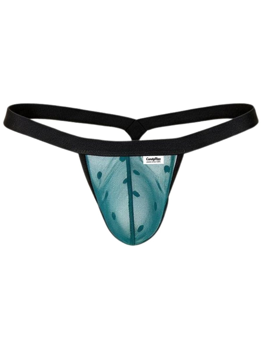 CandyMan 95017 Mens Stretch Dot Mesh Daring Attraction Thongs Emerald