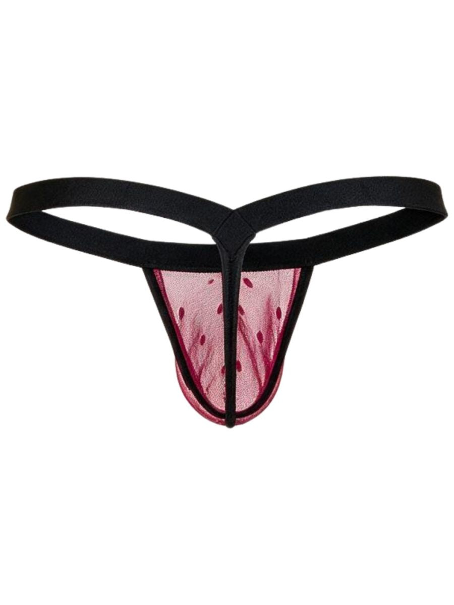 CandyMan 95017 Mens Stretch Dot Mesh Daring Attraction Thongs Wine