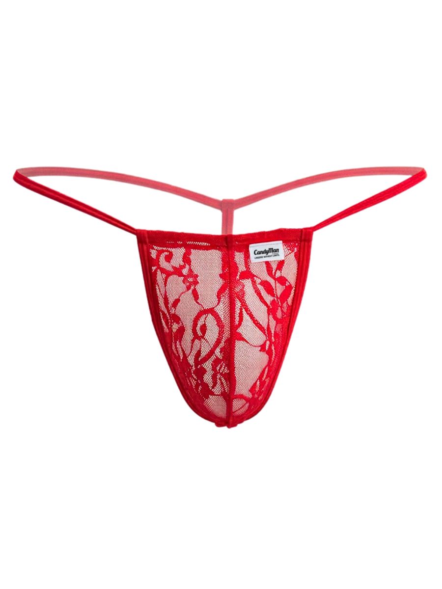 CandyMan 9586 Mens Sexy G-string Thong Red Lace