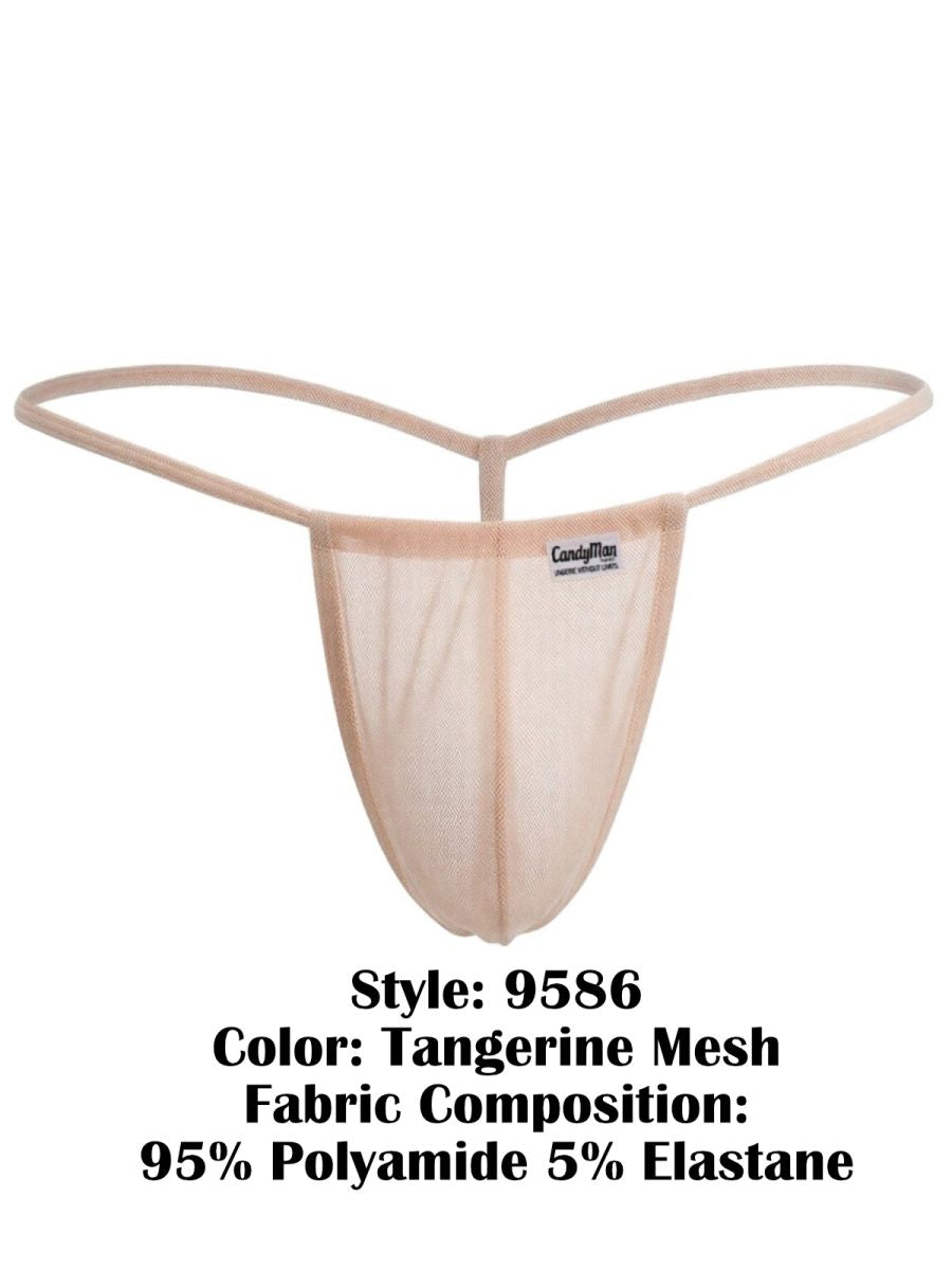 CandyMan 9586 Mens Sexy G-string Thong Tangerine Mesh
