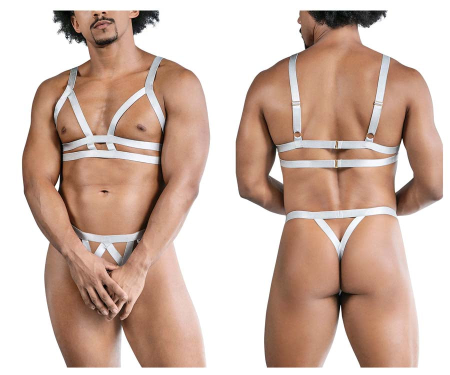 CandyMan 99822 Two Piece Lingerie Outfit Gray