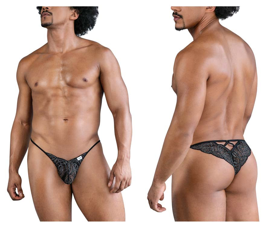 CandyMan 99829 Mens Lace Thongs Black