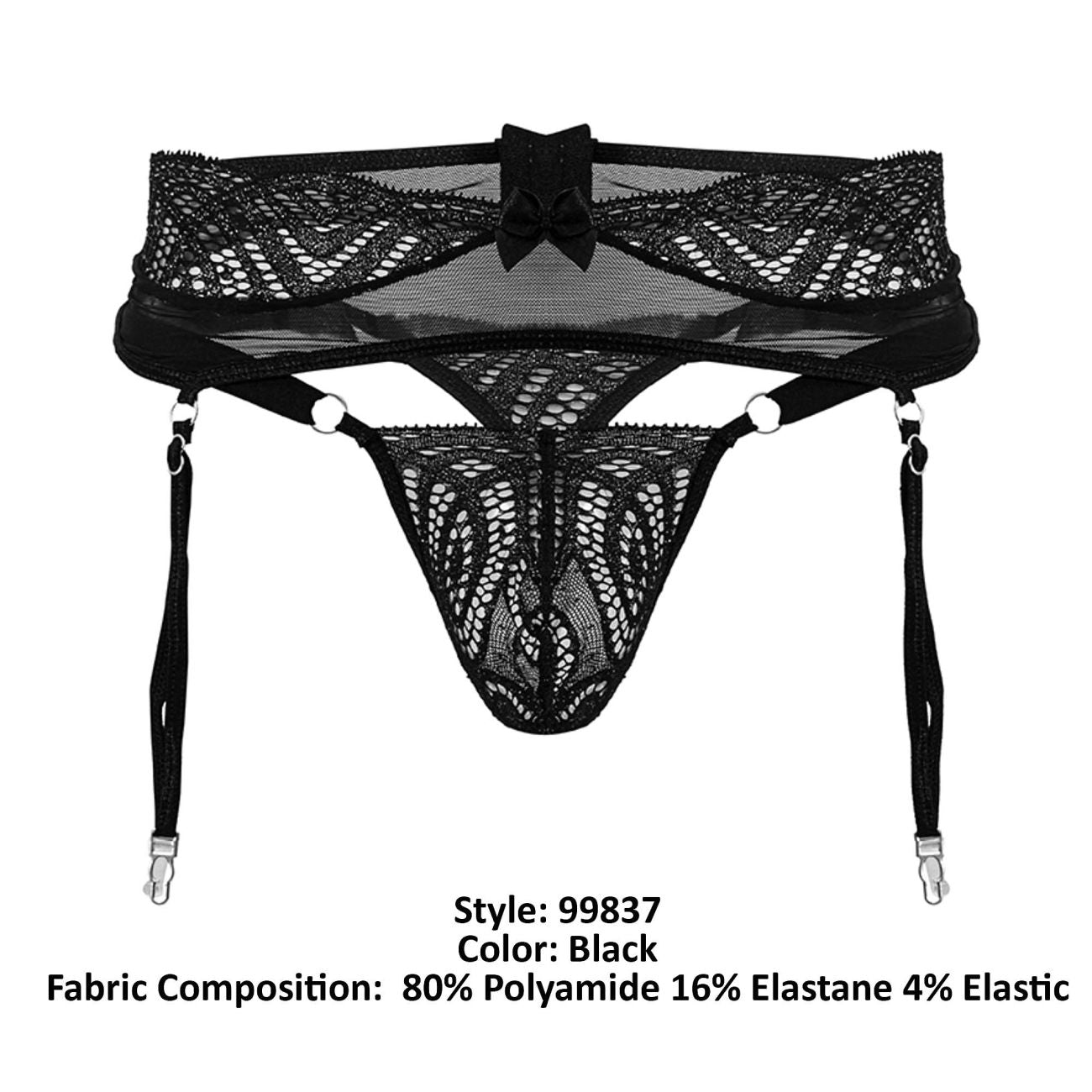 CandyMan 99837 Mens Lace-Garter Outfit Black