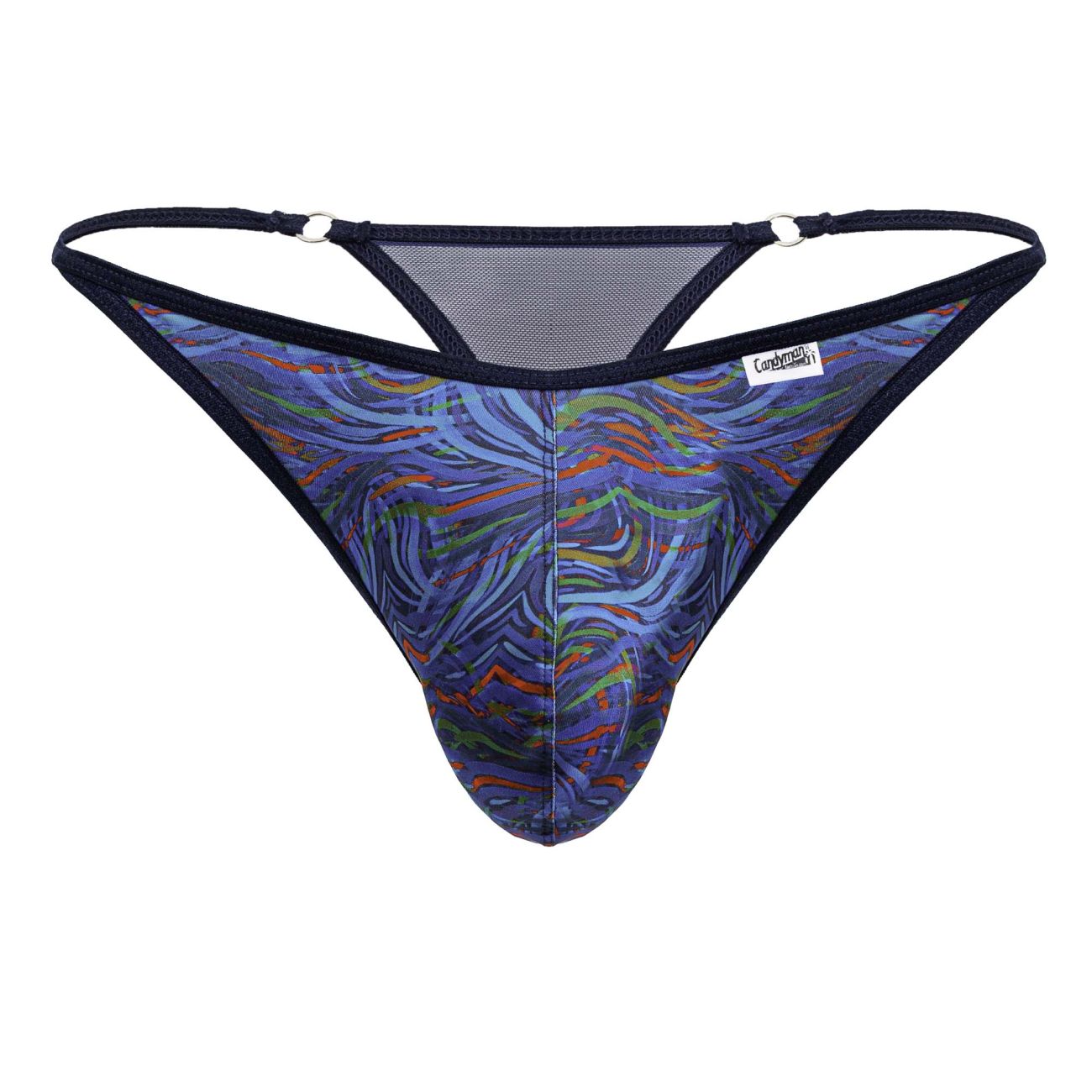 CandyMan 99875 Mens Seawater Breathable Mesh Thongs Multicolor Print Plus Sizes