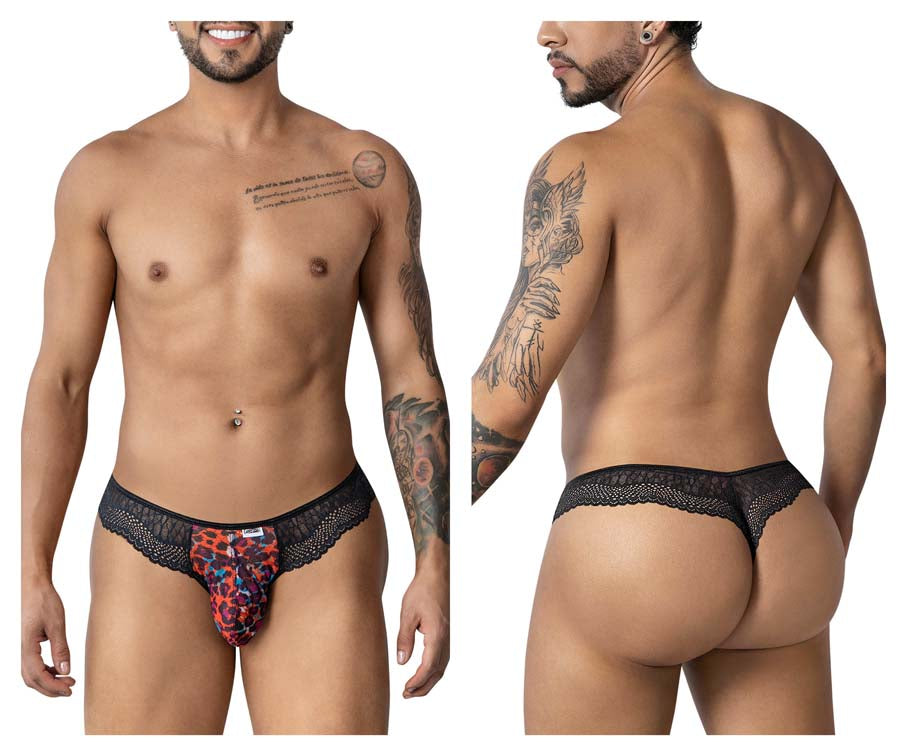 CandyMan 99887 Male Leopard & Lace Thong Animal Print Plus Sizes