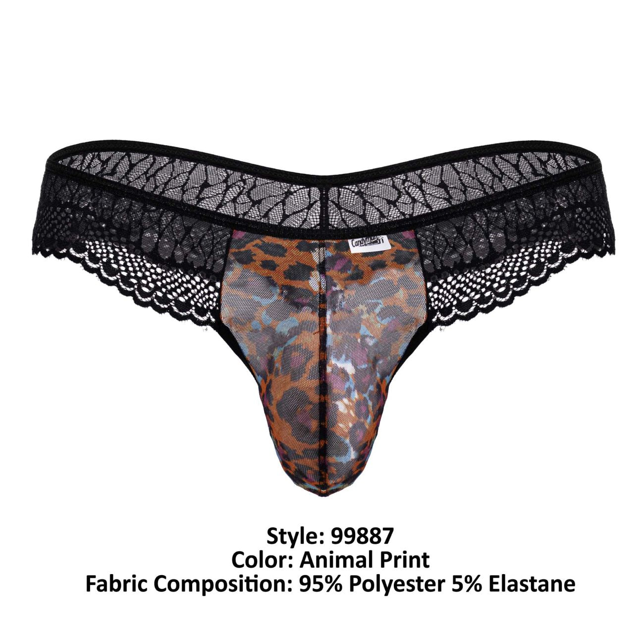 CandyMan 99887 Male Leopard & Lace Thong Animal Print Plus Sizes