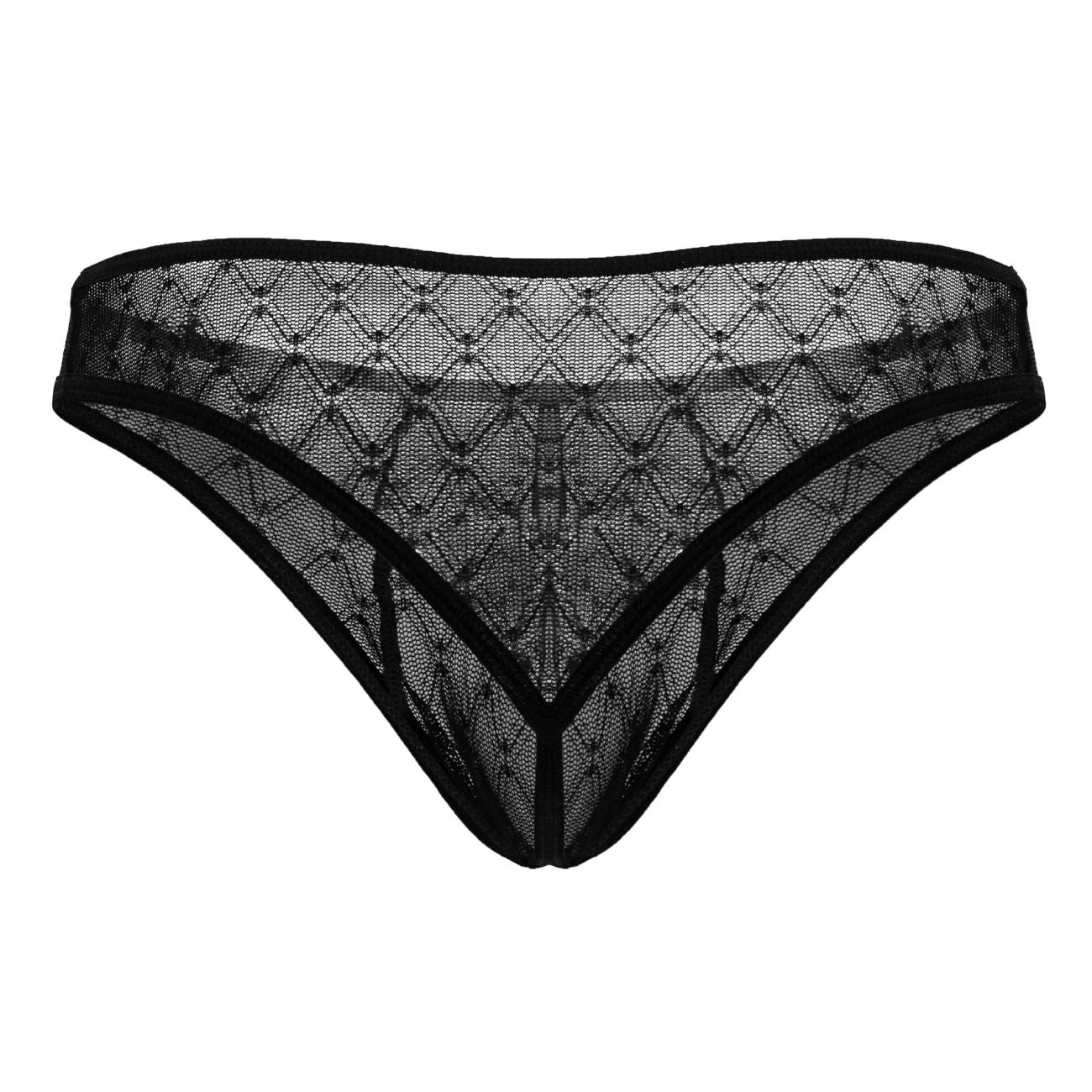 CandyMan 99894 Mens Geometric Mesh Briefs Black Plus Sizes
