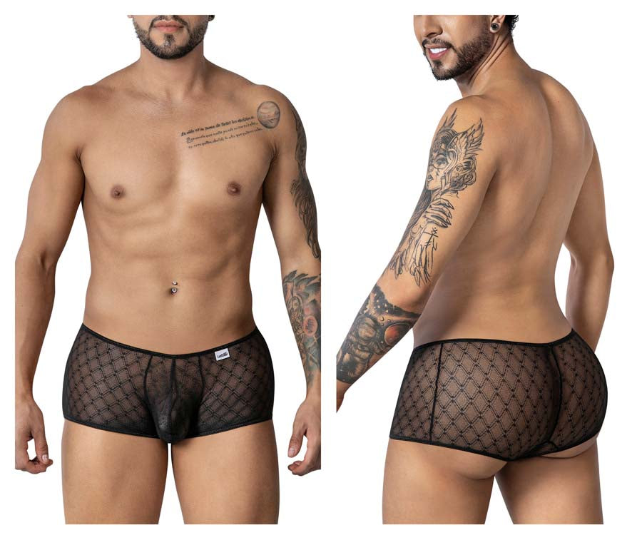 CandyMan 99896 Mens Geometric Mesh Trunks Black