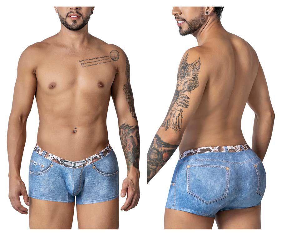CandyMan 99904 Cowboy Mens Denim Animal Print Trunks Blue
