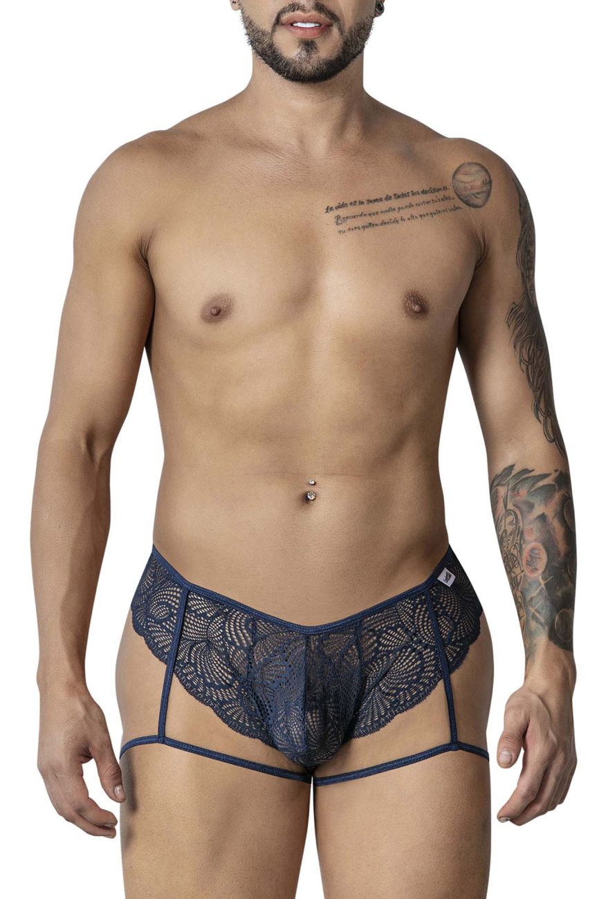 CandyMan 99905 Mens Sexy Garter Lace Briefs Navy