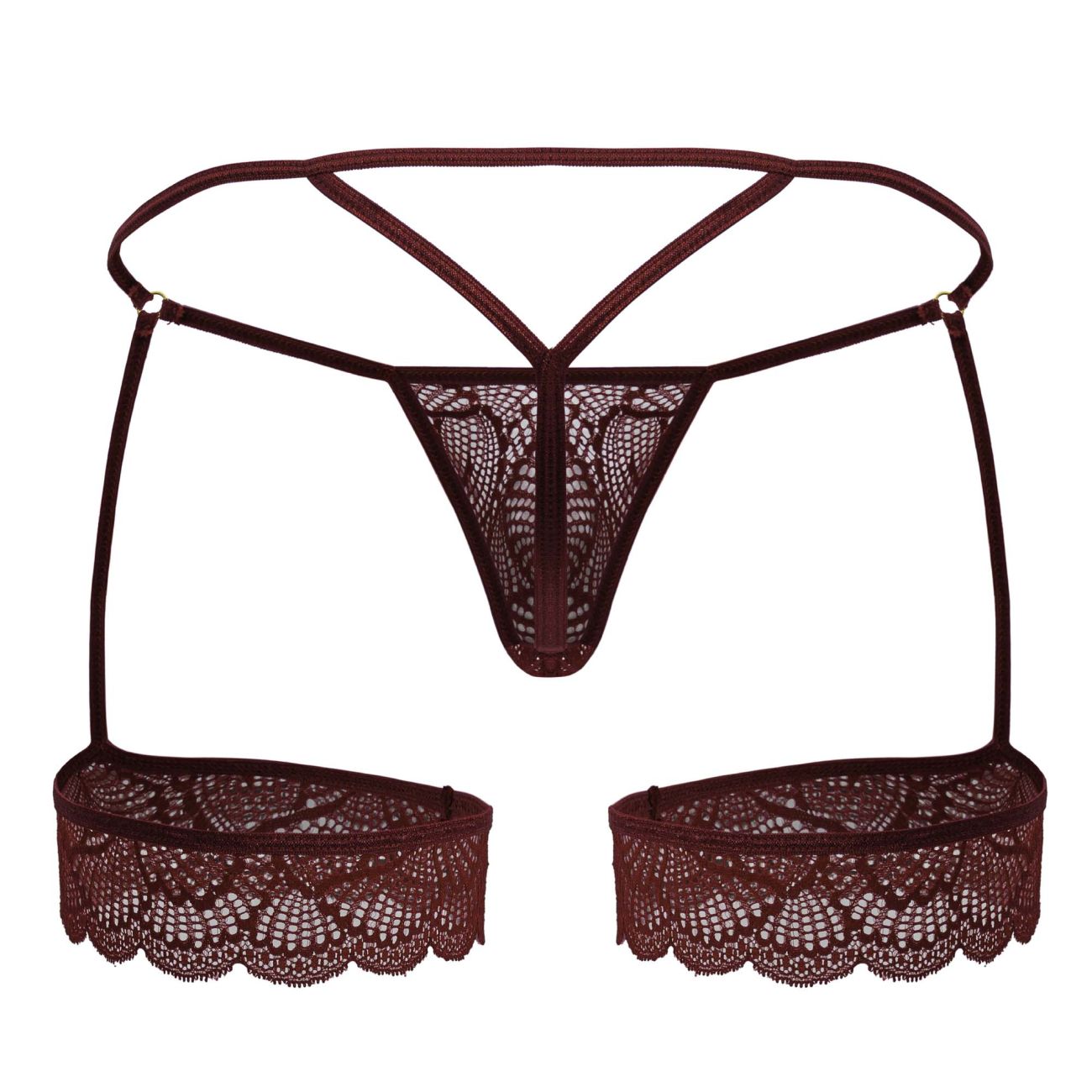 CandyMan 99906 Mens Sexy Garter Lace Thongs Burgundy