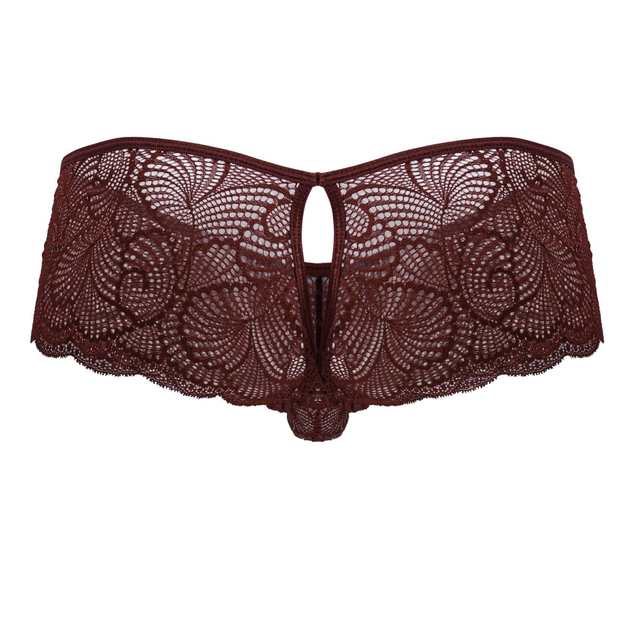 CandyMan 99907 Mens Sexy Lace Open Back Trunks Burgundy