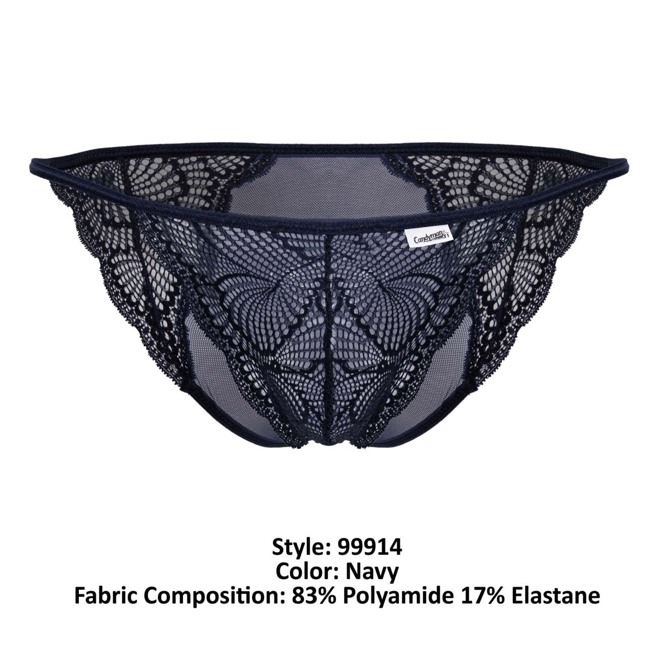 CandyMan 99914 Mens Sexy Lace Briefs Navy