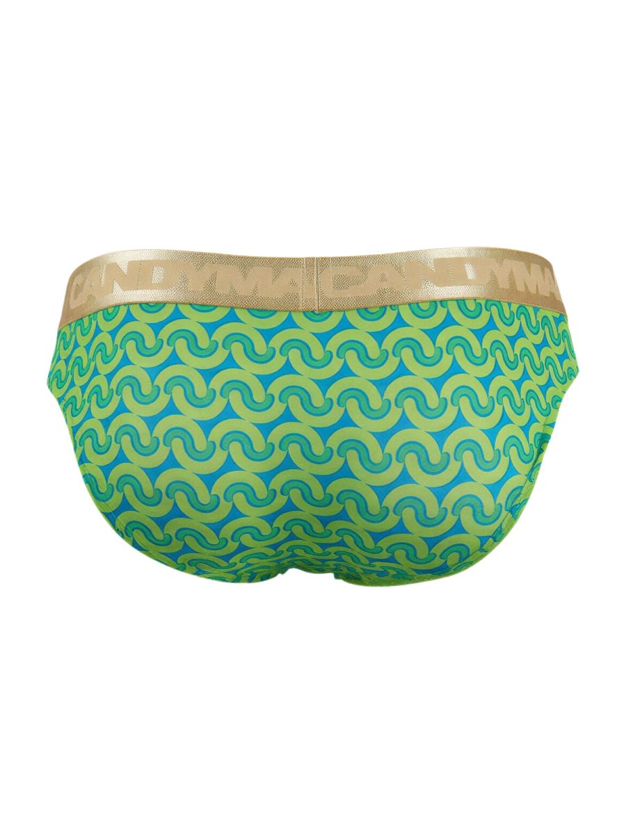 CandyMan 99926 Mens Metallic-look Waistband Briefs Printed Green