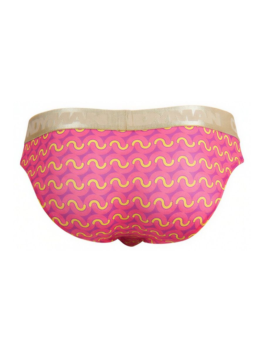 CandyMan 99926 Mens Metallic-look Waistband Briefs Printed Pink