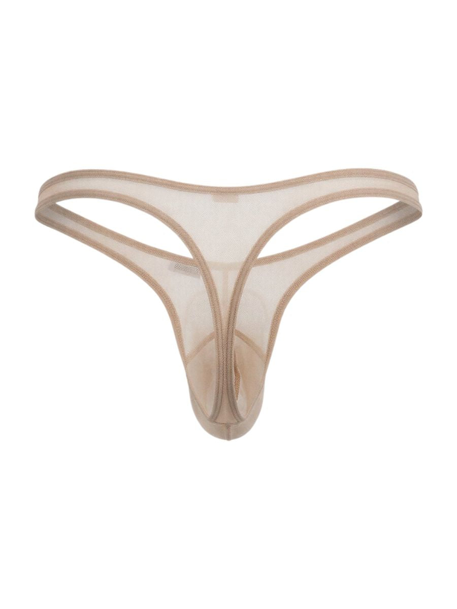 CandyMan 99954 Mens Minimal Barely There Thong Beige Mesh Plus Sizes