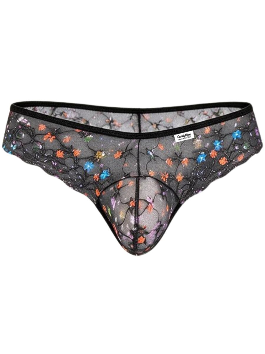 CandyMan 99975 Mens Printed Mesh Unleash Your Bold Style Thongs Color