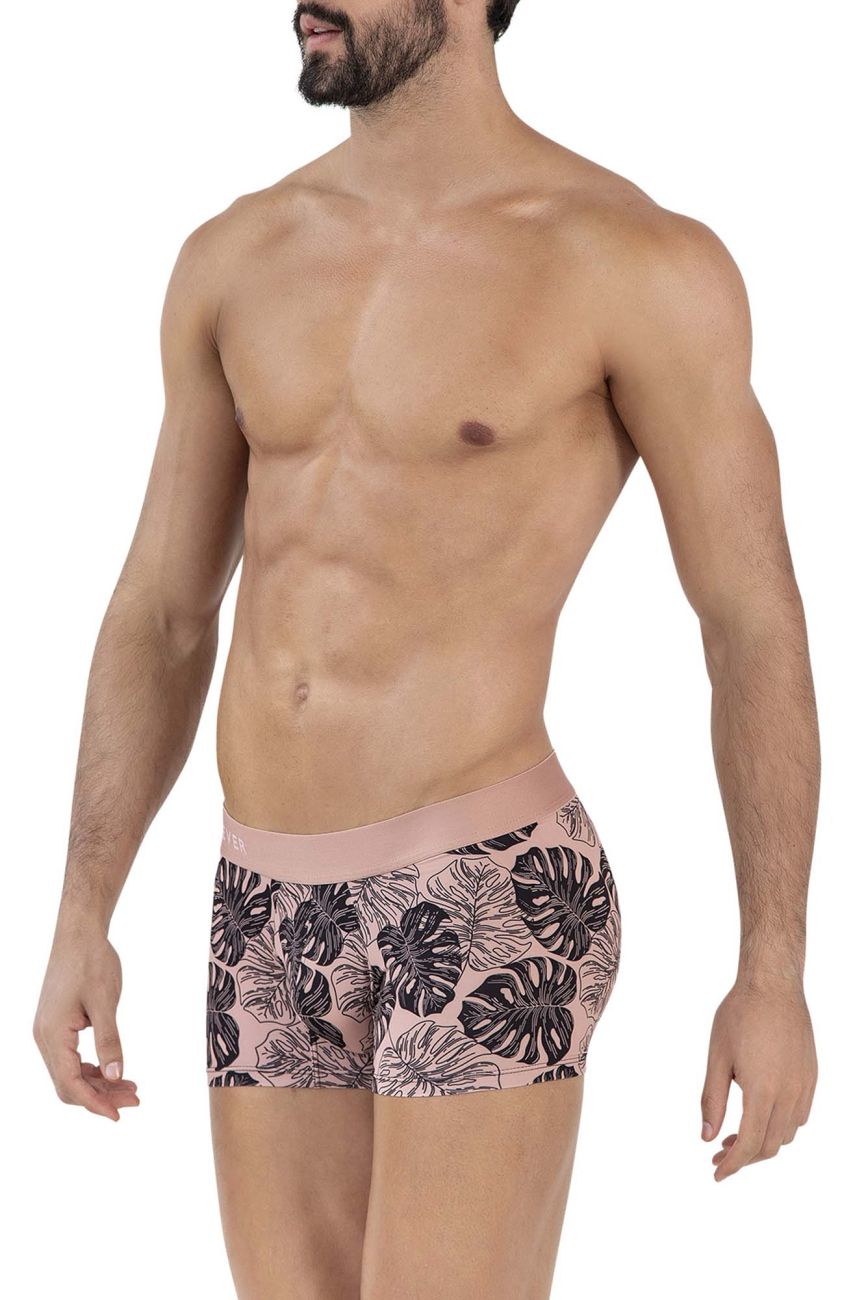 Clever 1635 Pacif Mens Leaf Print Trunks Pink
