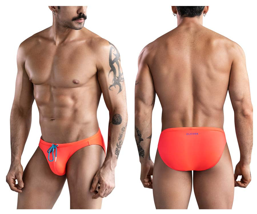 Clever 1735 Vivo Mens Stretch Swim Briefs Orange