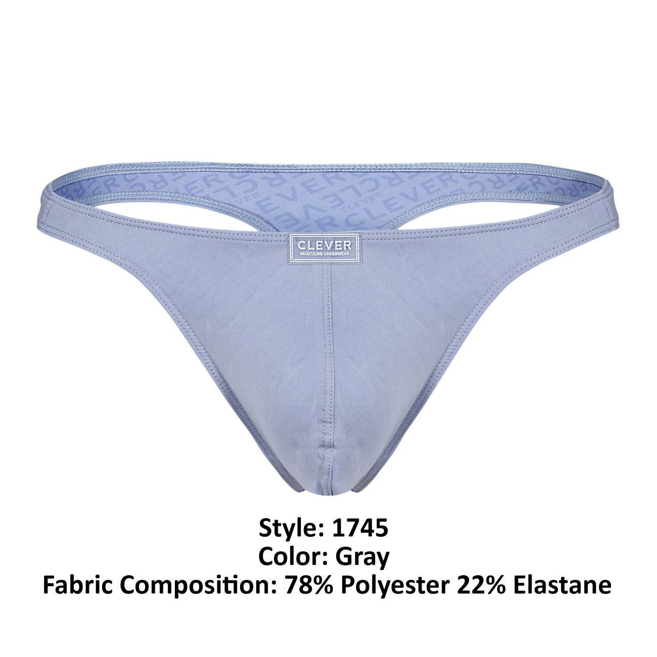 Clever 1745 Optimo Mens Sleek Soft Thong Gray