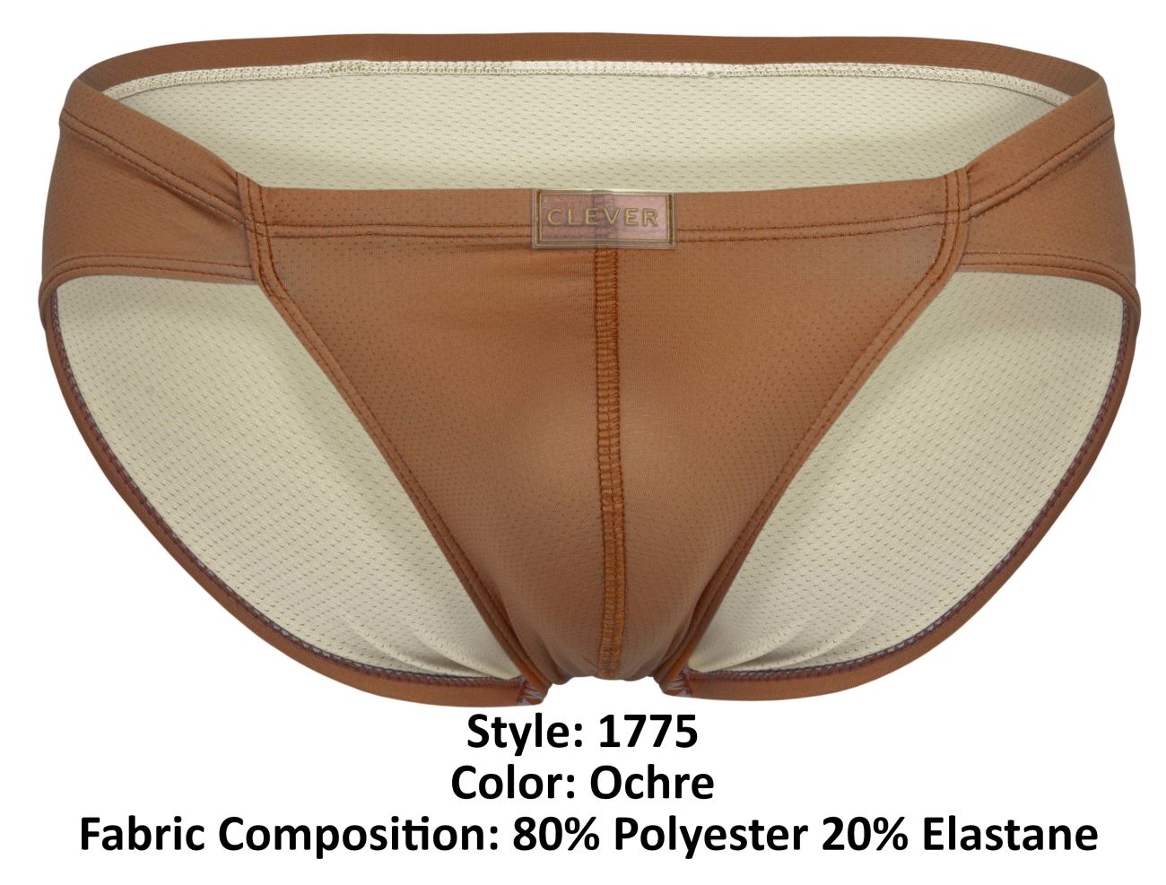 Clever 1775 Optimo Mens Sleek Contoured Pouch Briefs Ochre