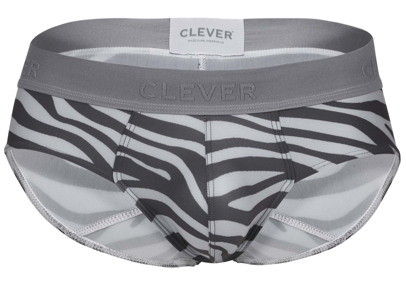 Clever 1801 Cebra Mens Zebra Animal Print Briefs Gray
