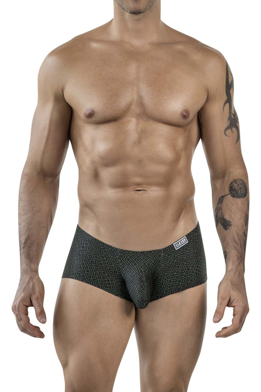 Clever 1852 Mens Laberin Sleek & Supportive Trunks Black Geometric