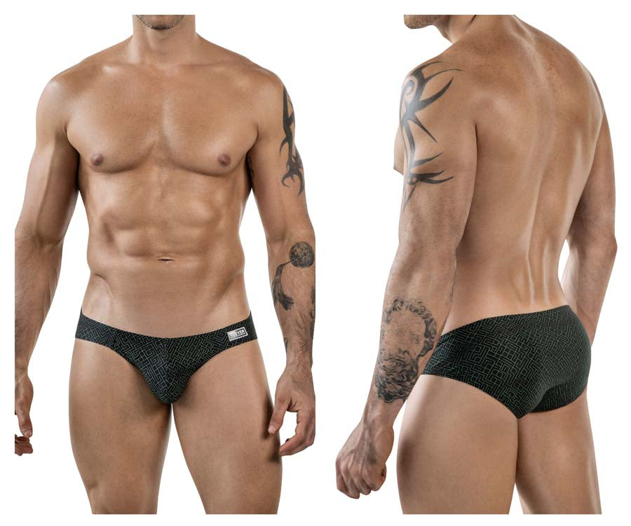 Clever 1853 Mens Laberin Low Rise Bikini Brief Black Geometic