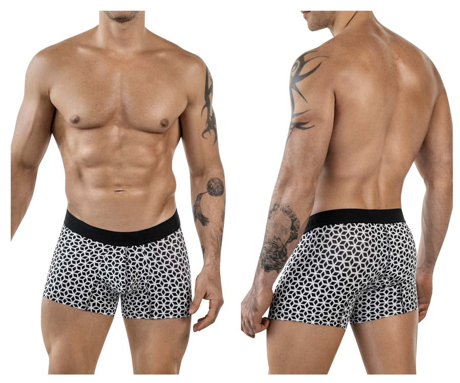 Clever 1854 Cuadricula Male Boxer Trunks White & Black