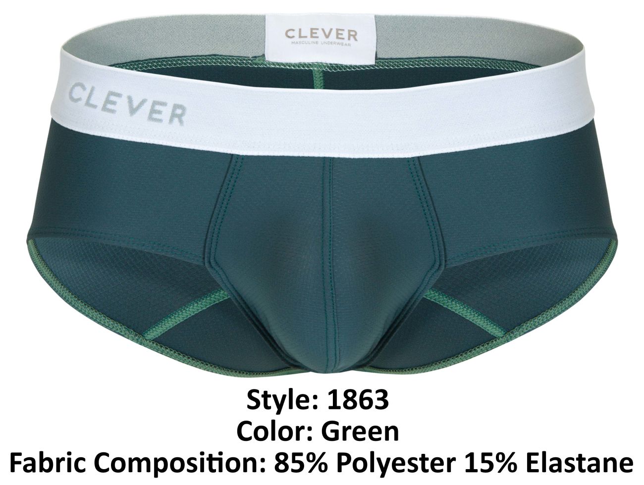 Clever 1863 Male Lecler Modern Comfort Briefs Green