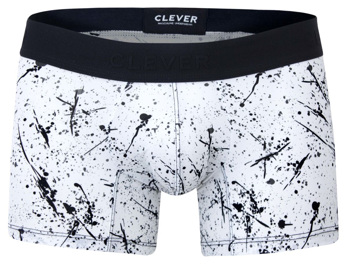 Clever 2050 Brochazos Mens Bold Energy Trunks White with Black