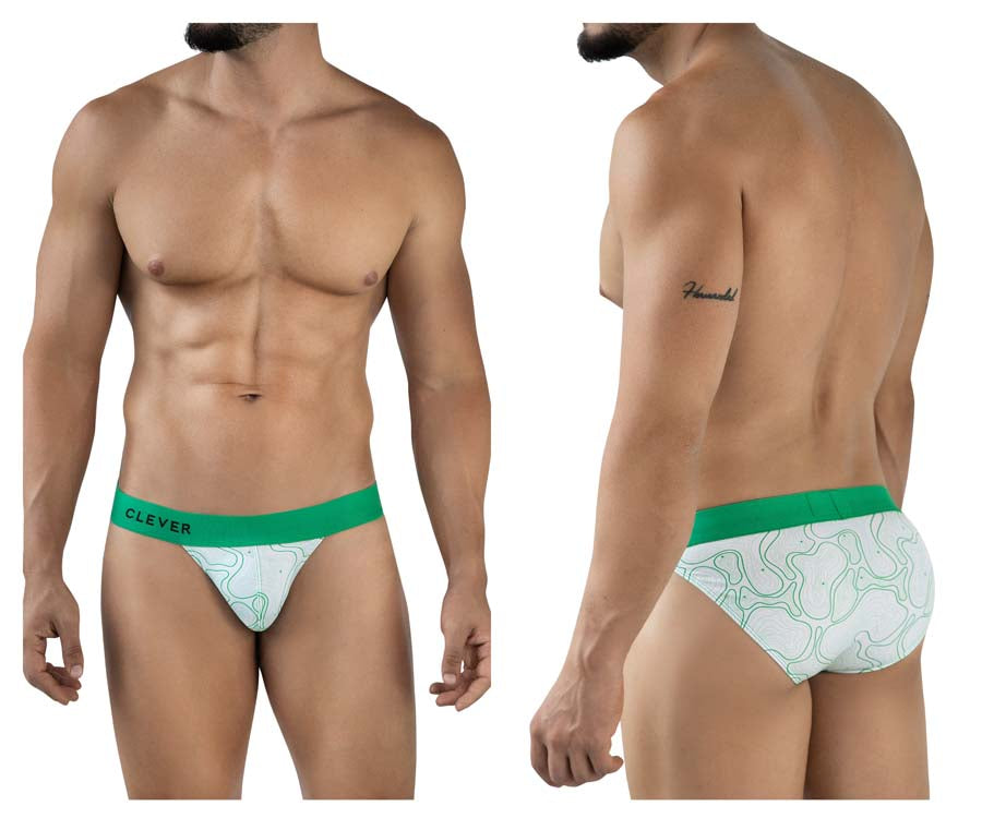 Clever 2057 Maze Mens Sporty Modern Bikini Brief Green