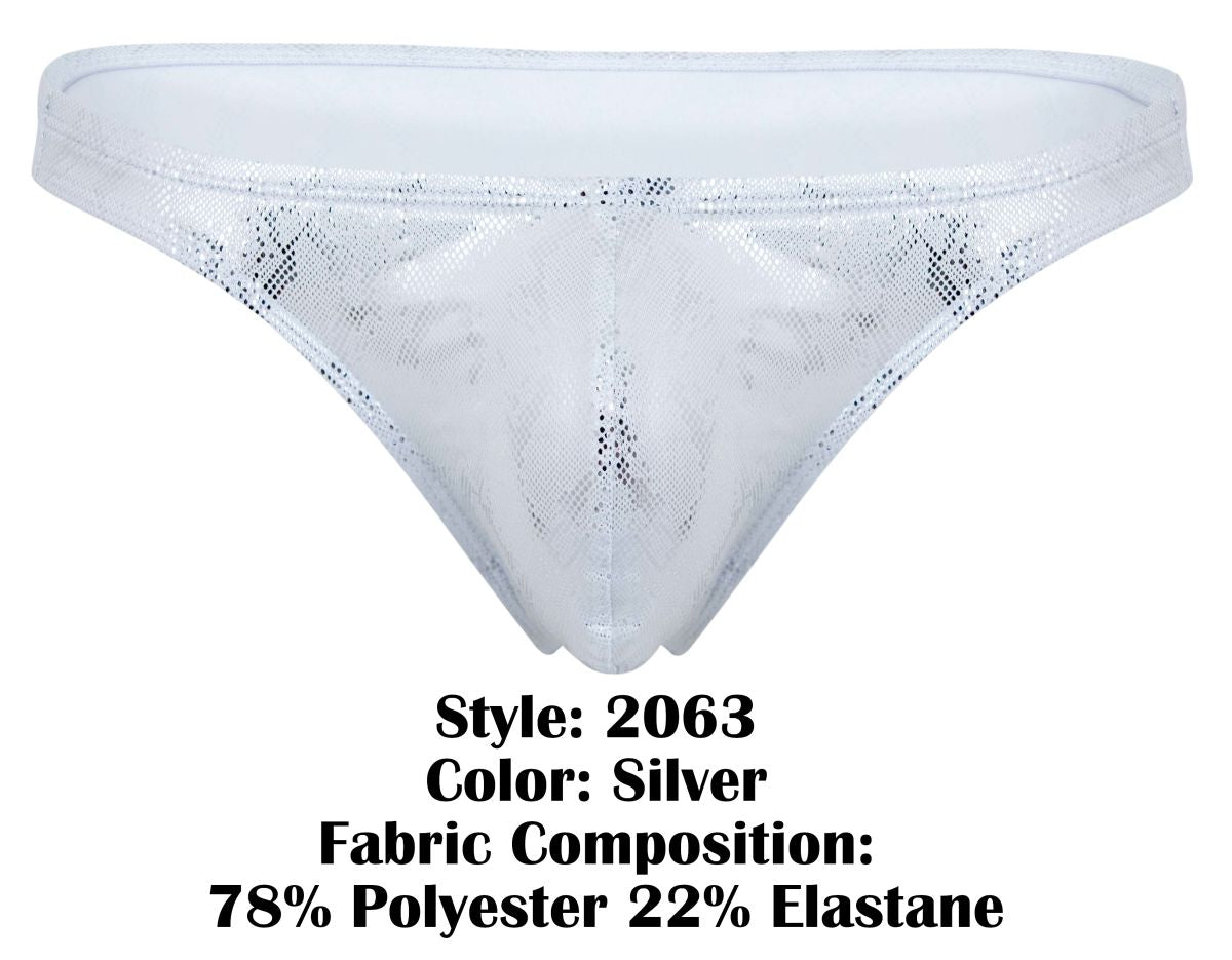 Clever 2063 Mens Diamond Sculpted Fit Thongs Silver