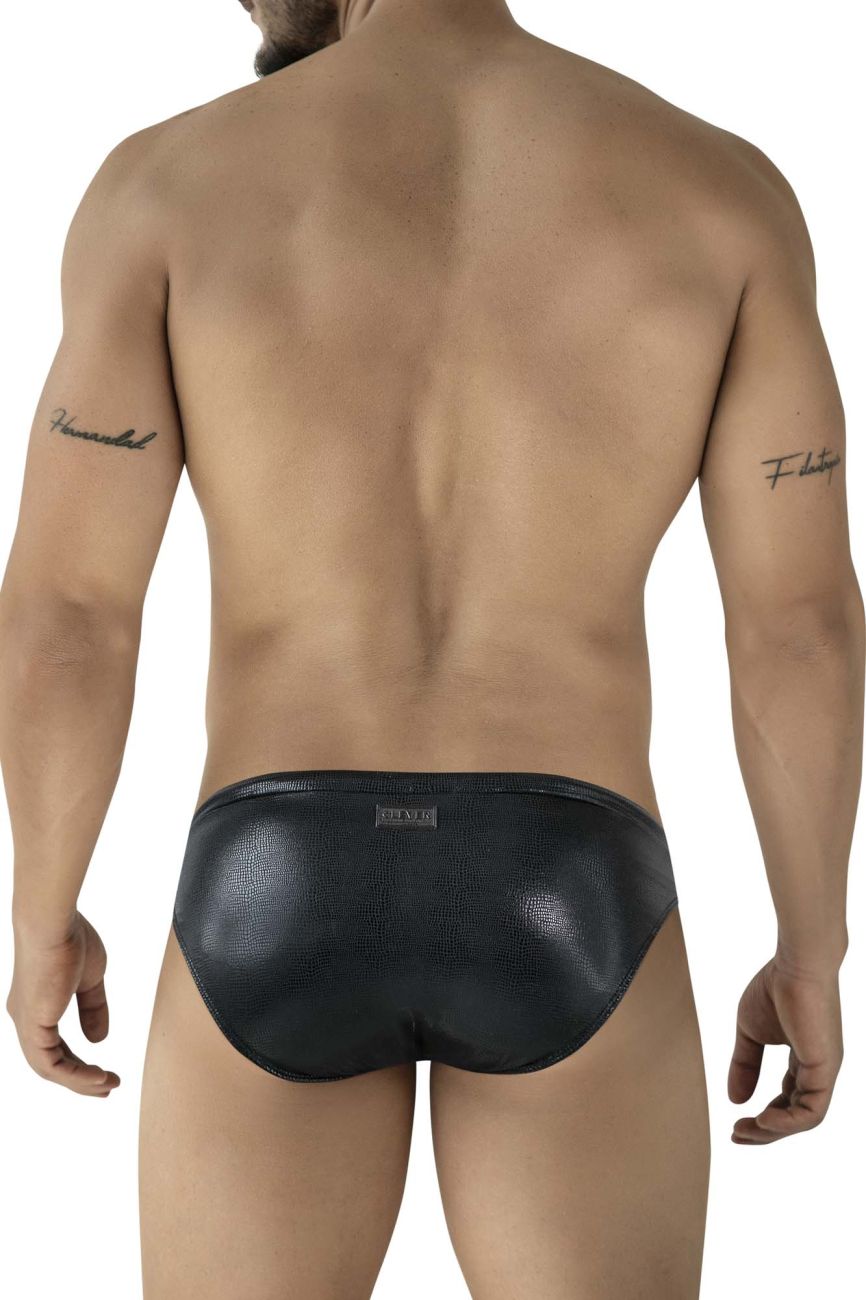 Clever 2065 Gorgona Mens Faux Leather Swim Briefs Black