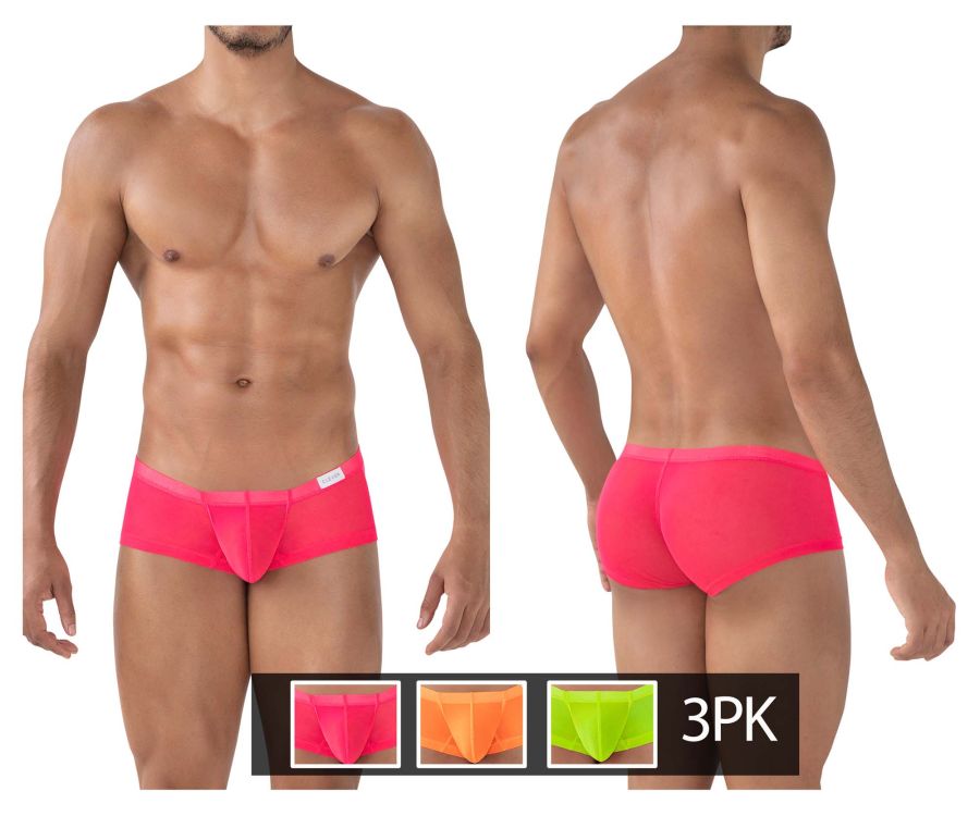 Clever 229939 3PK Australian Latin Trunks Fuchsia-Orange-Green