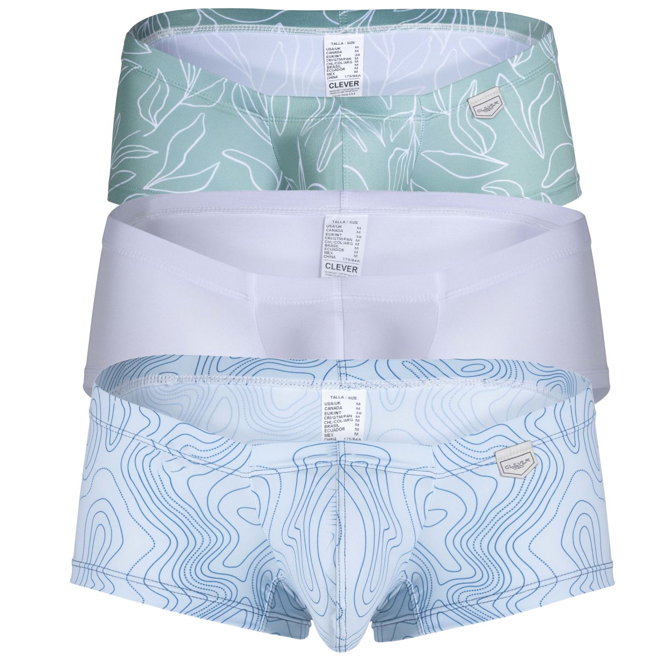 Clever 3 PK 229951 Australian Latin Trunks Blue-White-Green