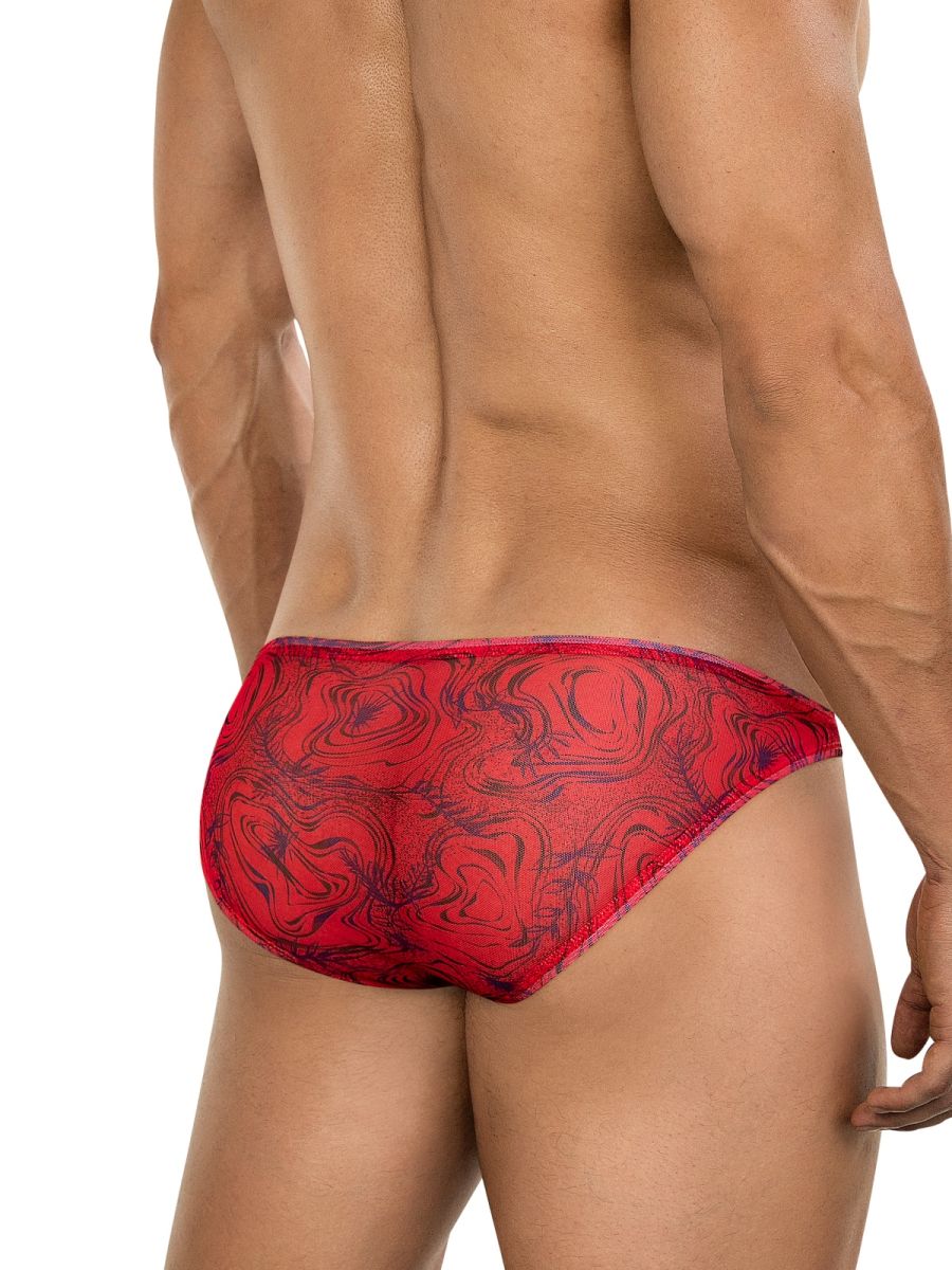 26034 Calipso Male Sheer Swirl Patterned Bikini Red