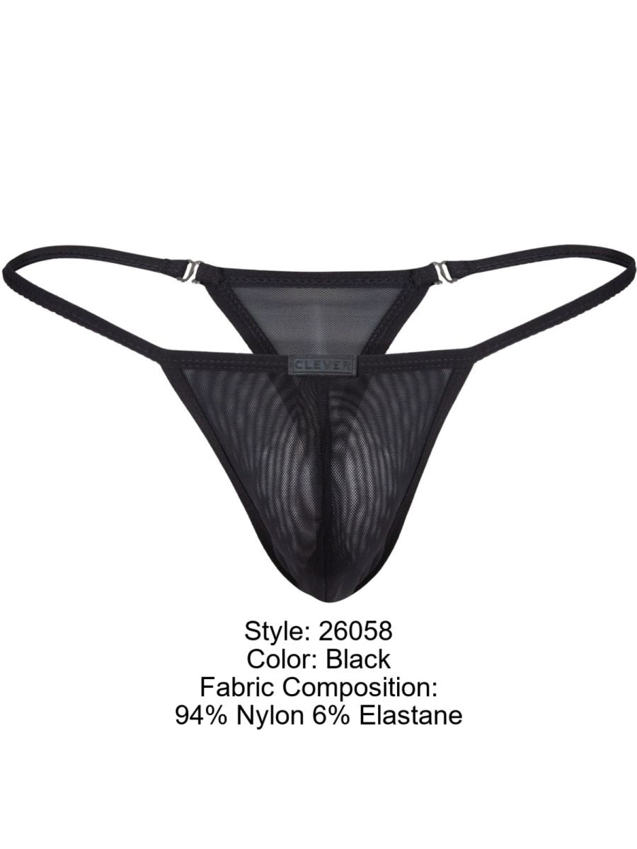 26058 Eos Male Intimate Wardrobe Sheer Thongs Black