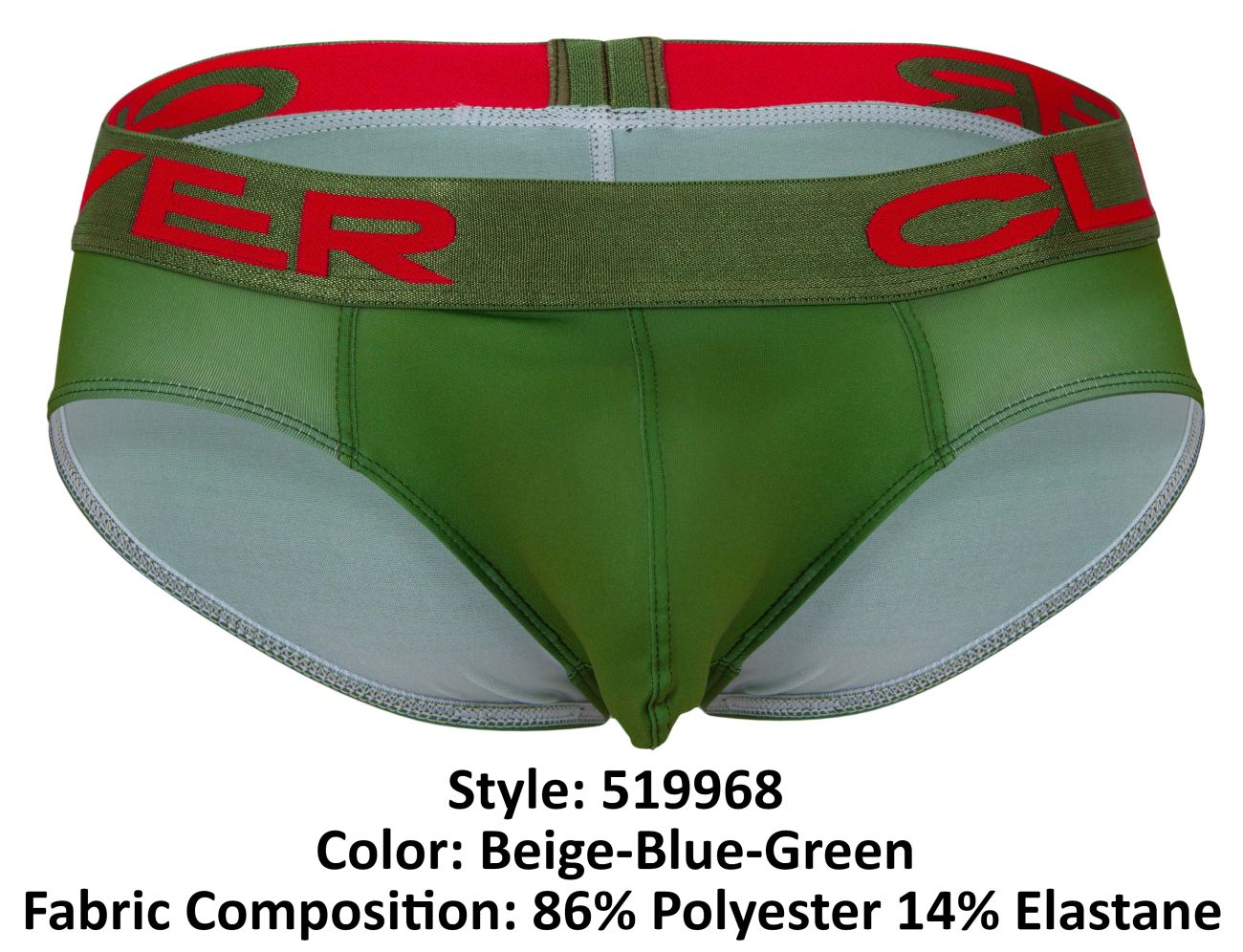 Clever 519968 3 Pack Mens Australian Latin Briefs Beige-Blue-Green