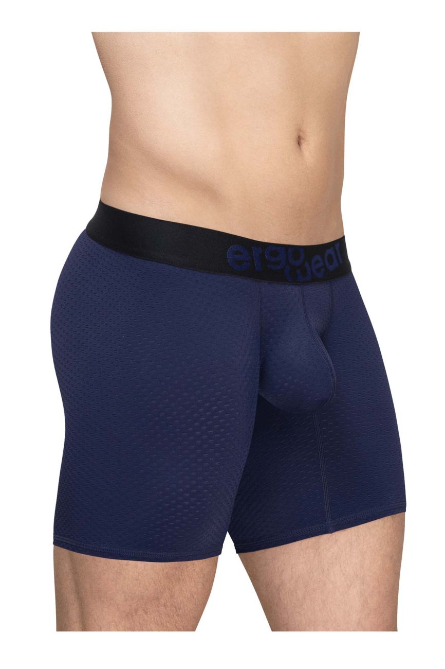 ErgoWear EW1792 MAX FLOW Mens Long Sleek Boxer Briefs Dark Blue