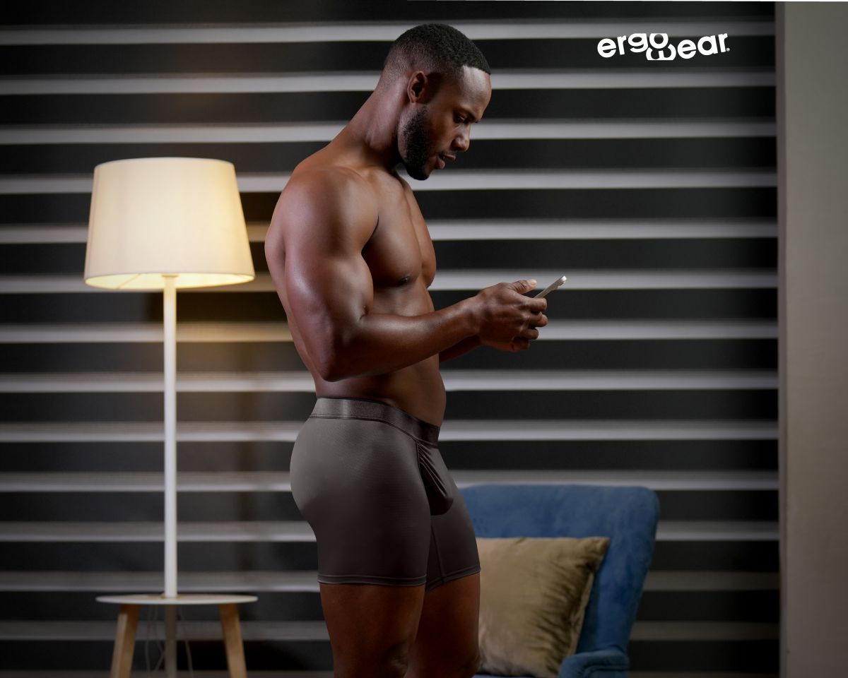 ErgoWear EW1844 FEEL SE Mens Comfort & Athletic Support Boxer Briefs Dark Gray