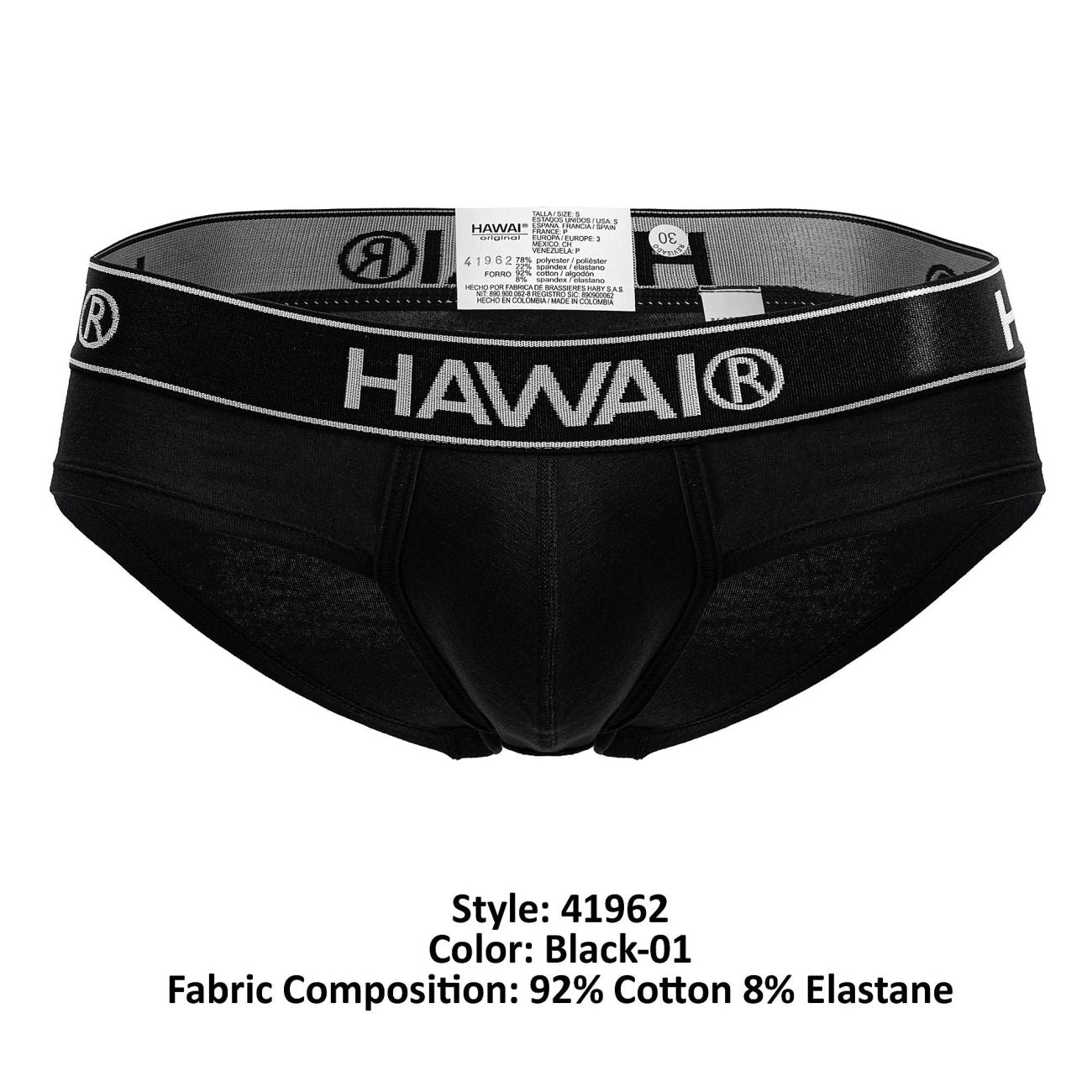 HAWAIR 41962 Cotton Blend Male Comfortable Briefs Black