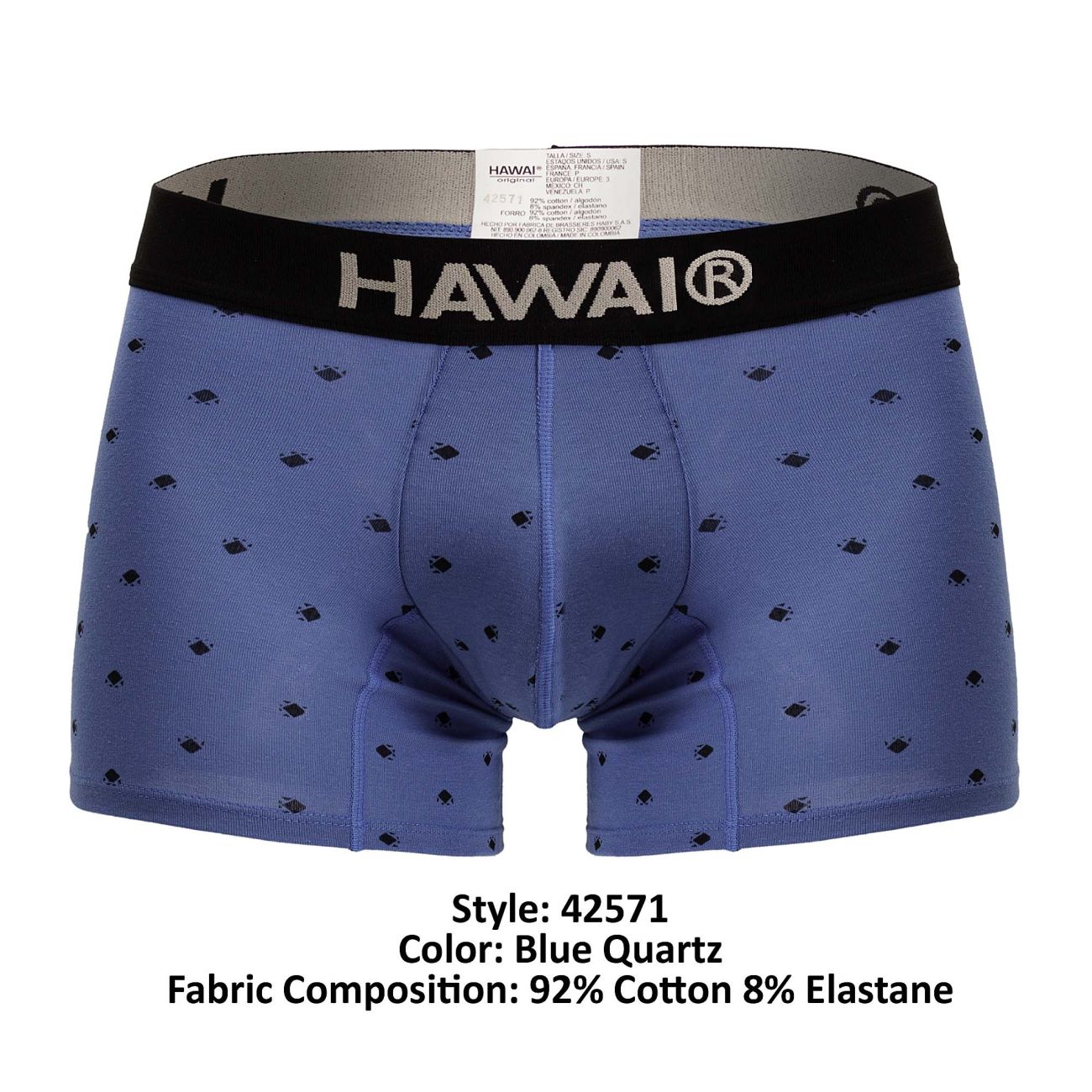 HAWAIR 42571 Cotton Blend Male Daily Wear Trunks Blue Quartz