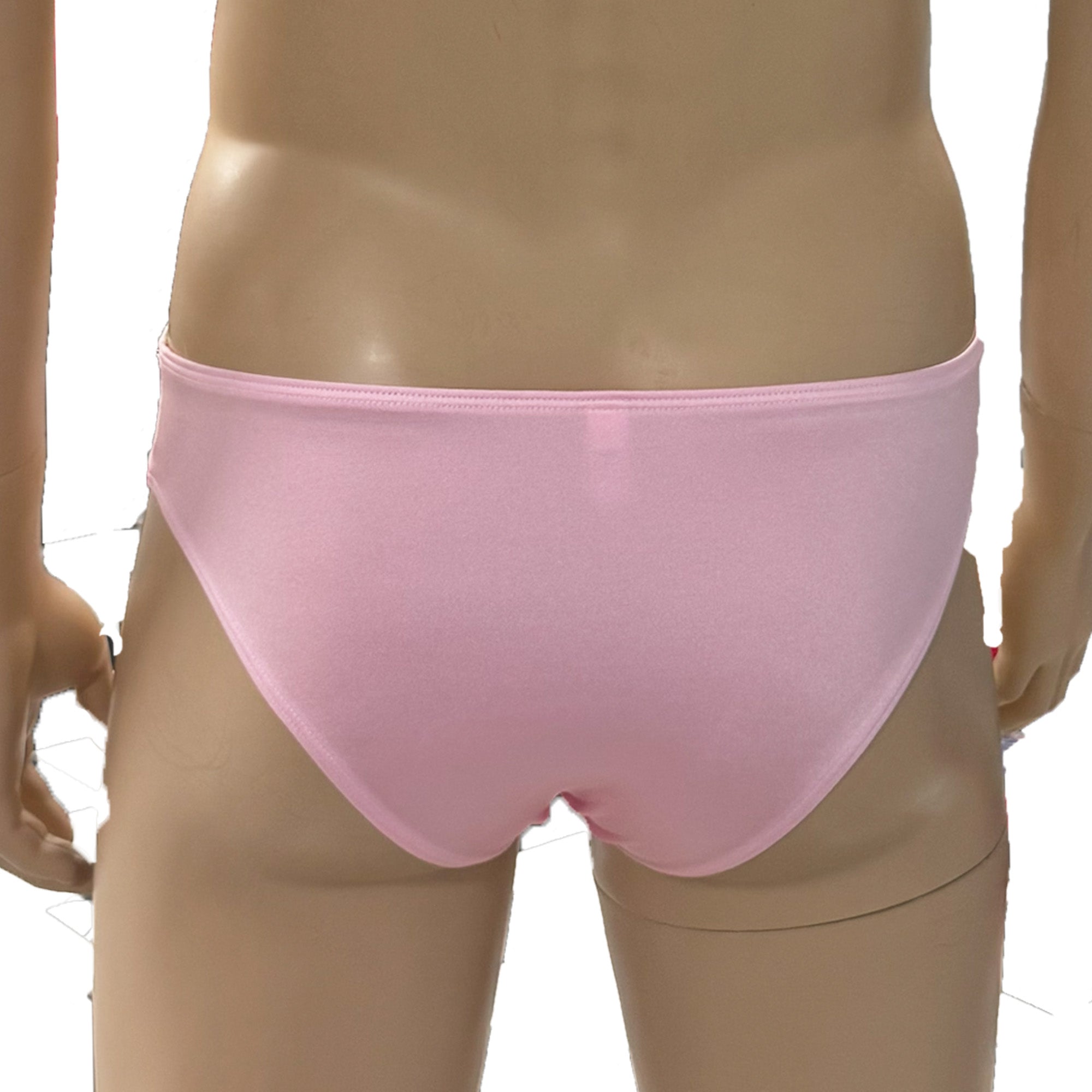 Mens Jackie Spandex & Lace Bra Top and Seamless Front Brief Light Pink & White Lace