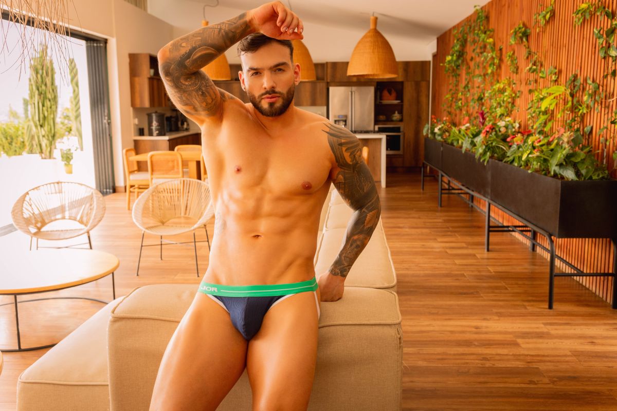 JOR 2461 Rush Male Daily Routine Stretch Fabric Jockstrap Blue Plus Sizes