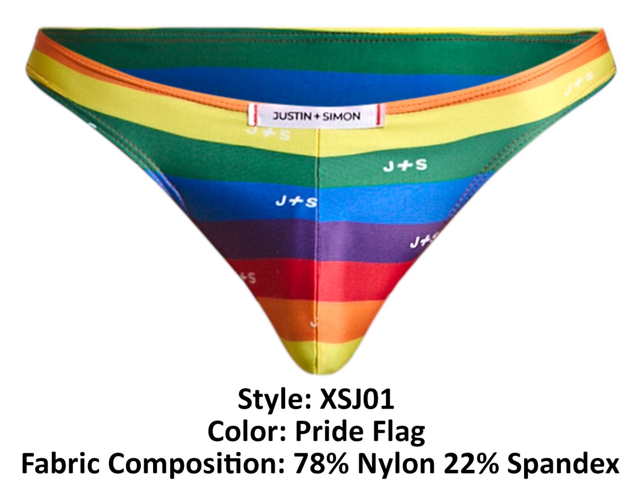 JUSTIN+SIMON XSJ01 Classic Silky Bikini Pride Flag Plus Sizes
