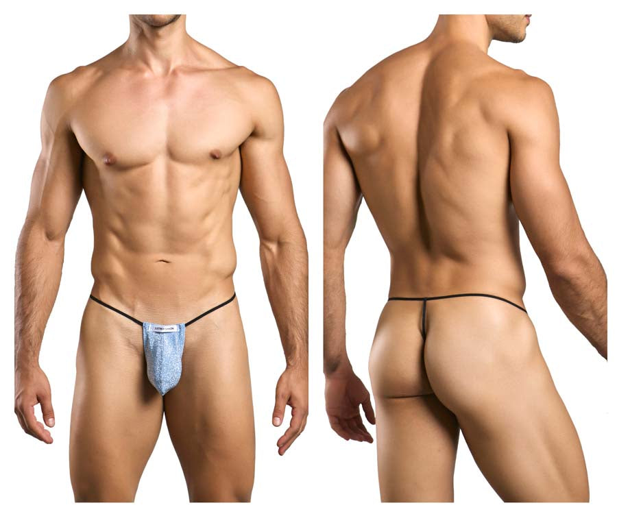 JUSTIN+SIMON XSJ02 Silky G-String Bulge Lurex Blue