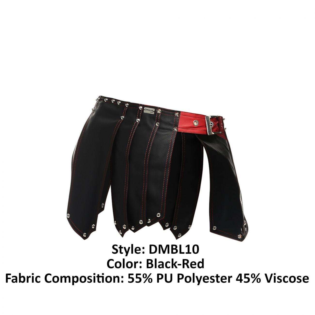 MaleBasics DMBL10 DNGEON Leather Look Roman Skirt Black-Red